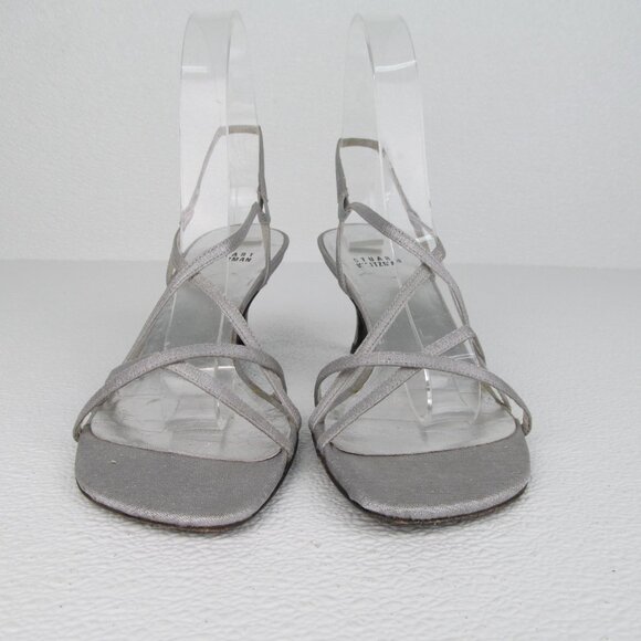 Stuart Weitzman Strappy Sandals Heels Silver size 7 - Picture 2 of 10